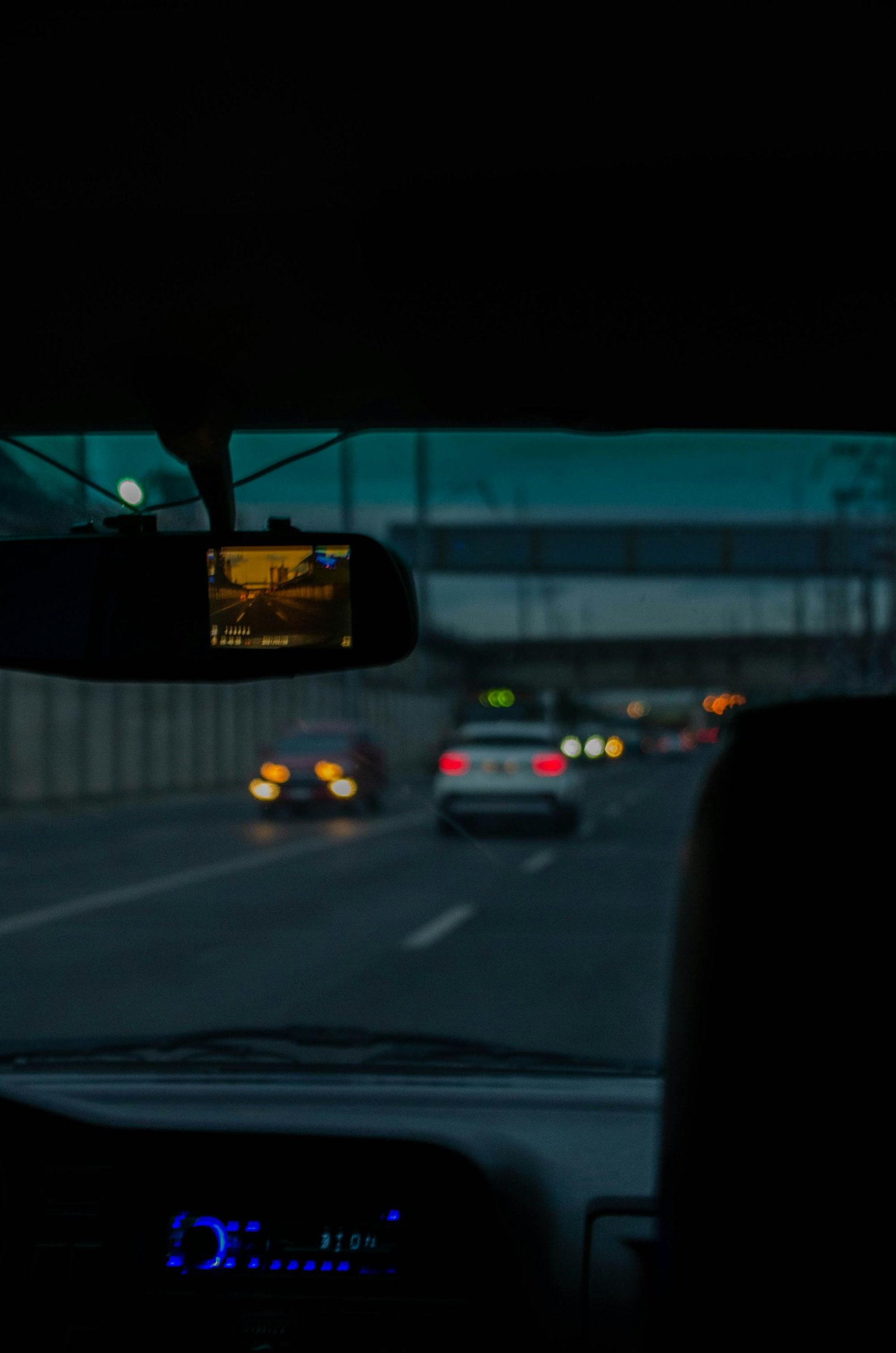 Cars on a highway at night