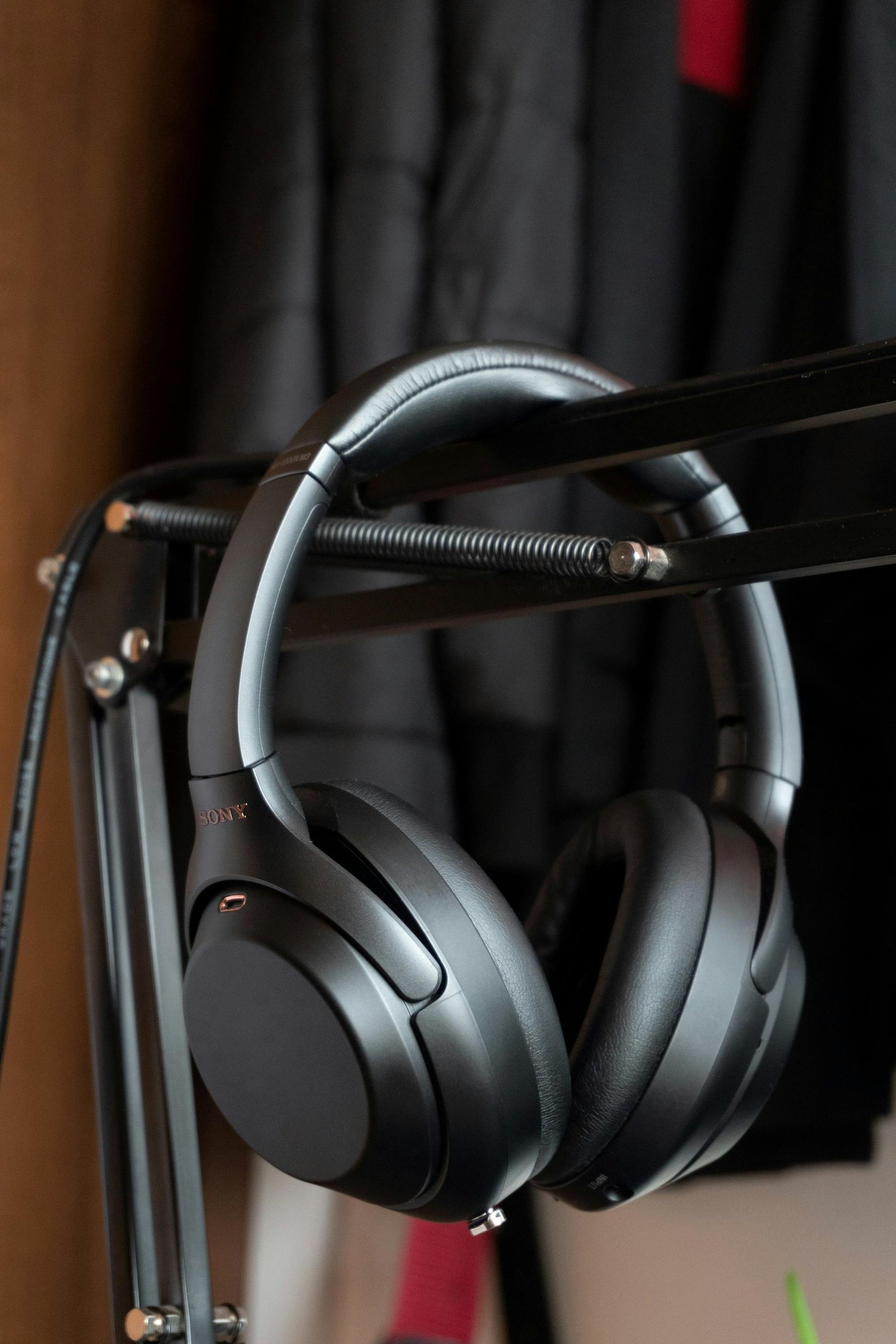 Close-up of black headphones